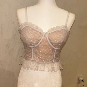 s small White lace corset crop top bralette bustier